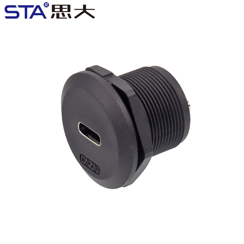 EP-TYPE-C Panel Female Socket 30cm Length with Front Installation Male Straight Plug with Thread USB3.0 Circular Connector USB-A