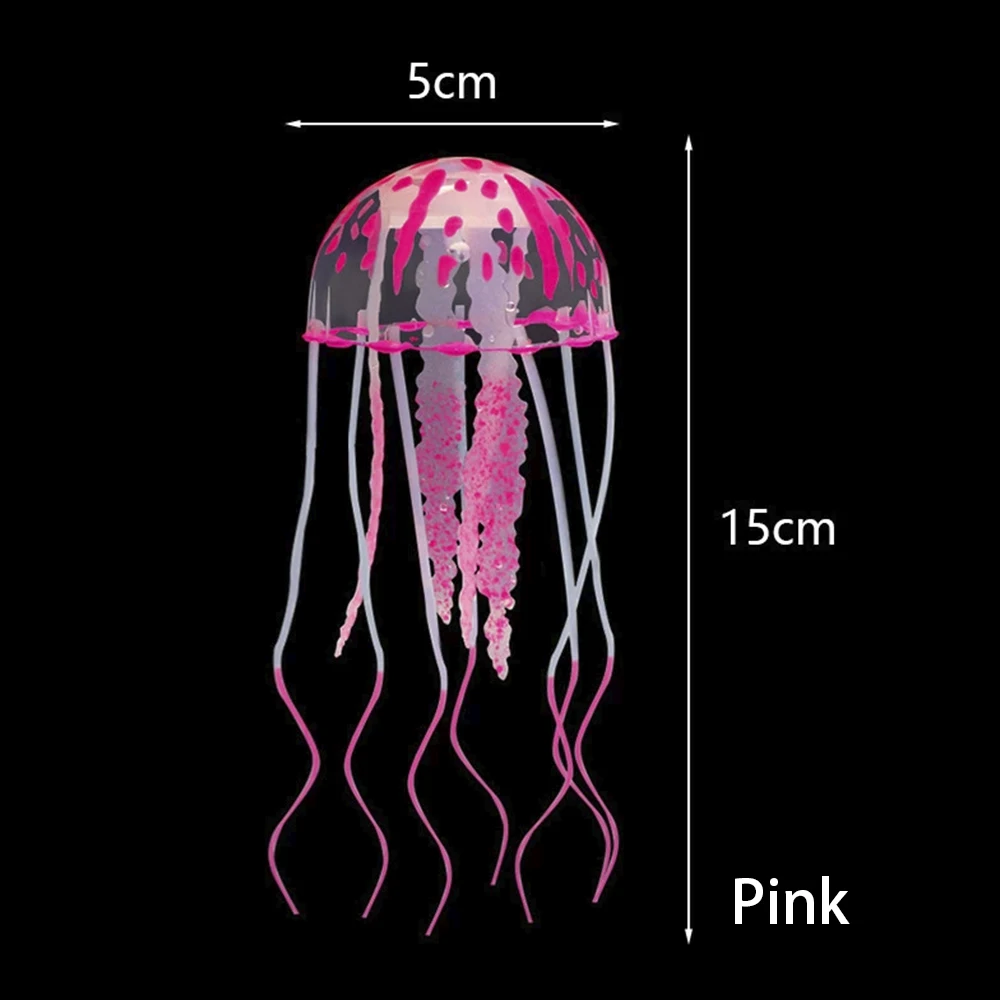 Künstliche Aquarium Ornament leuchtende Quallen Silikon schwimmende fluoreszierende Aquarium Ornamente Unterwasser Landschaftsbau Dekor: Rot
