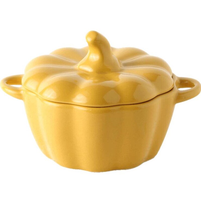 Creatieve Keramiek Pompoen Kom Bedekt Gebraden Stoofpot Soep Soeppan Met Deksel Cartoon Leuke Plaat 1 Pc