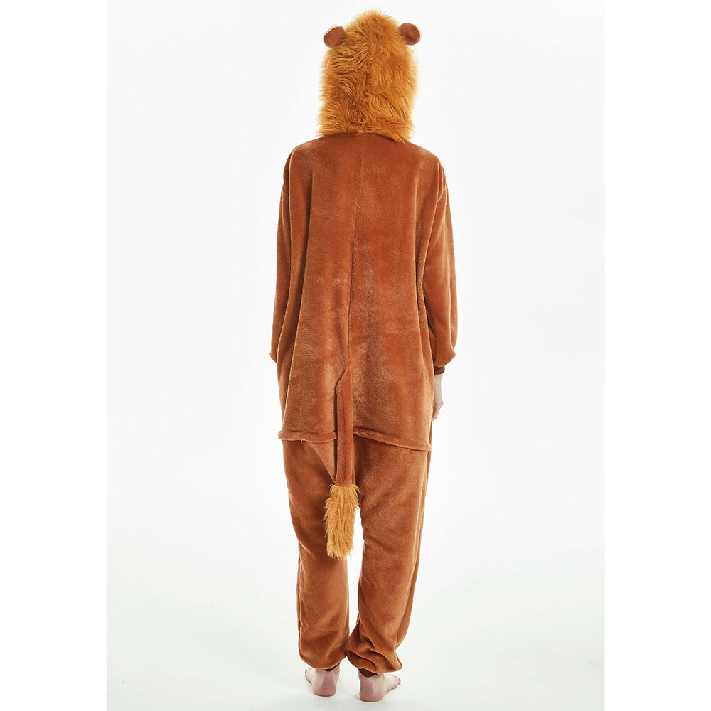 Kigurumi Animal león marino pijama adulto Unisex hombre mujer con capucha de franela ropa de casa cálida mono