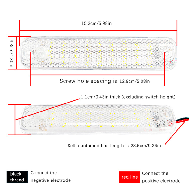 Led-kupelys til bil, 36 led-lys til 12v-85v lastebiler, innvendig lys med bryter, nattlesing i taklys for bobiler, marin