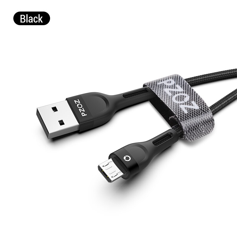 Pzoz cabo micro usb 3a, cabo de carregamento rápido para samsung huawei xiaomi redmi, honor, lg, dados android, carregador de celular microusb cabo de fio: Black / 0.5m