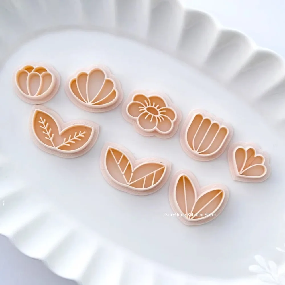Cortador de arcilla polimérica con forma de Margarita y tulipán, herramientas de corte para modelado de joyería, pendientes de cerámica suave, broche de arcilla, hojas de flores, bricolaje