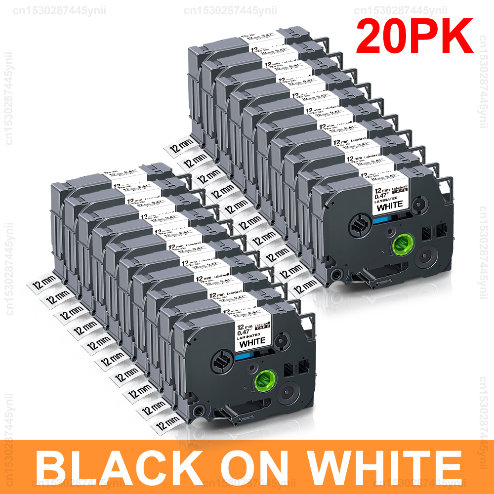 5/10/20pk tze 231 kompatibel brother etikettejp tze 231 131 531 631 334 335 12mm tejp för brother p-touch pth 110 etikettskrivare: C
