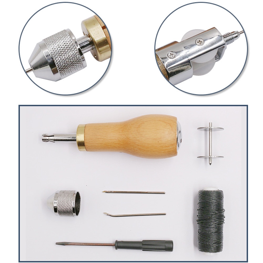 Leather Sewing Kit Needle And Waxed Thread Leather Sail Canvas Heavy Repair Speedy Stitcher Sewing Awl Tools DIY