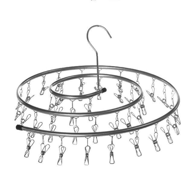 Rvs Droogrek Deken Hanger Ronde Spiraal Dekbed Lakens Draaiende Hanger Met Clips Indoor Outdoor Camping Rack: 3