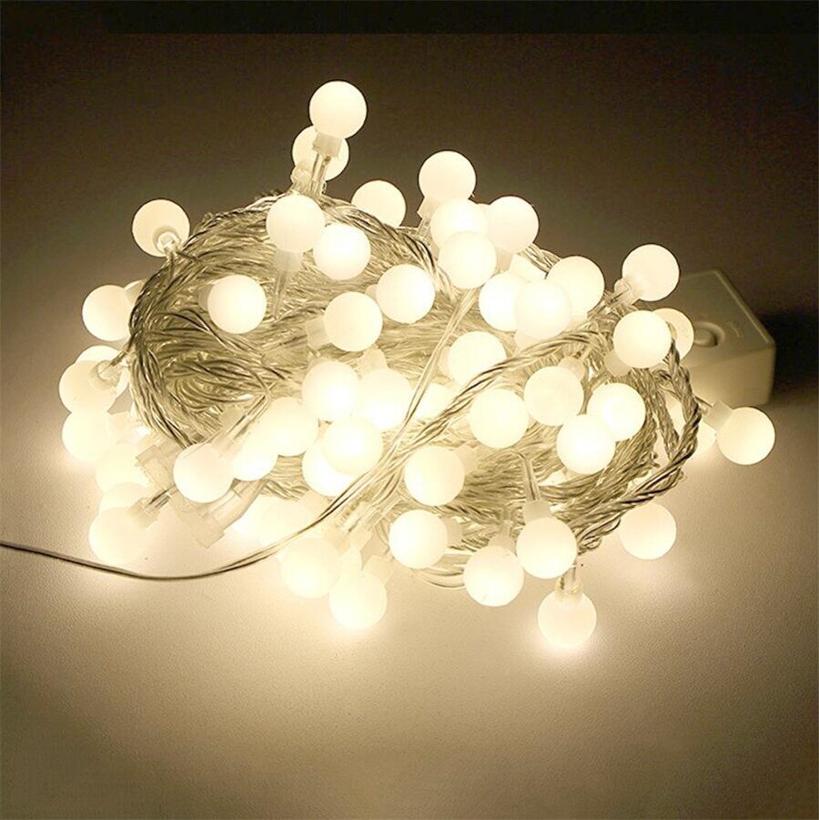 Thrisdar 10m 100 led kersenballen lichtslingers voor bruiloften, kerstverlichting, terrasdecoratie voor feesten en partijen.: Warm wit