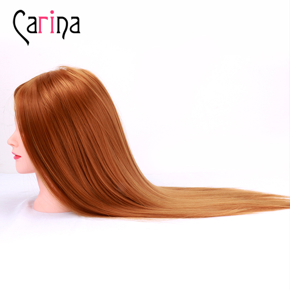 Cabeça de manequim de cabelo sintético 55cm, cabeça para cabeleireiros com cabeça de boneca e manequim para treinamento