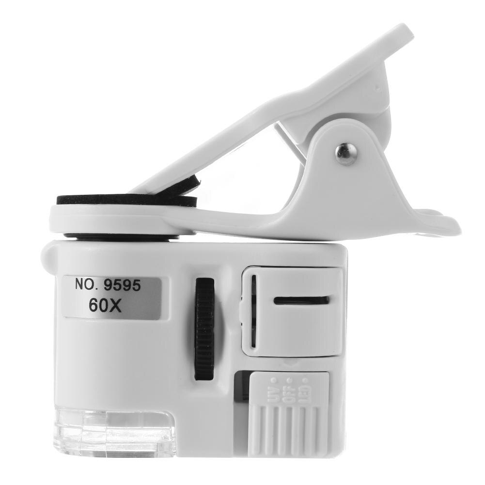 Universele 60X Telefoon Microscoop Zoom Micro Camera Clip Lens W/Led Light