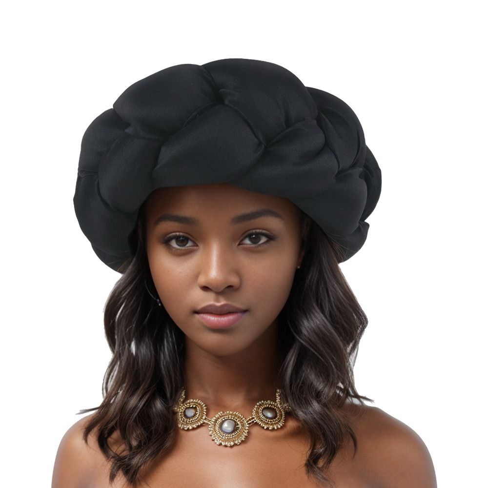 Exagerado Grande Trança Cabeça Banda para As Mulheres, Raw Silk Turbante Cap, Nigéria Wedding Party Headpiece, Headband Feminino, Novo: CINZA