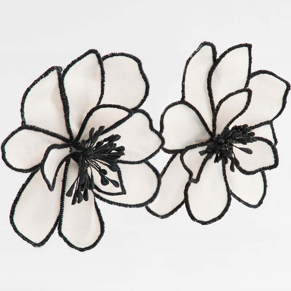 Vedawas boucles d'oreilles fleur, bohême Maxi tissu 3D fleur charme couche grand tissu fait à la main clou Floral femmes boucle d'oreille bijoux de mariage