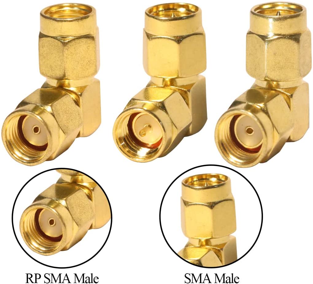 Kit de conector SMA, convertidor de codo SMA, adaptador Coaxial de 90 grados, antena de ángulo recto macho a macho, 3 tipos/lote, 2 unidades por lote