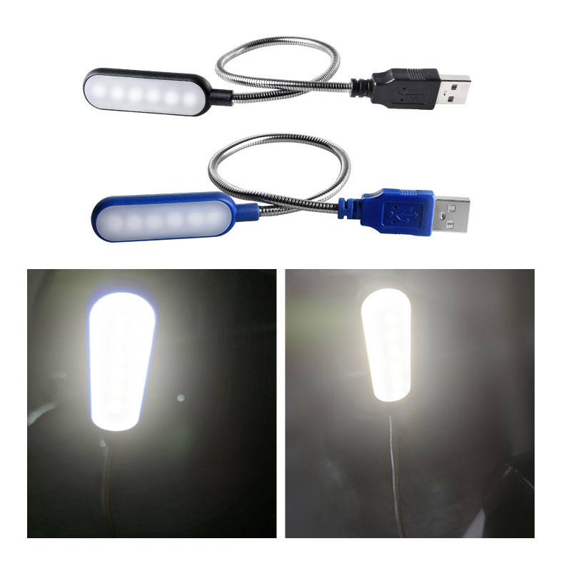 Bærbar usb ledet mini boklys leselys bordlampe fleksibel 6 ledet usb-lampe til powerbank laptop notisbok hjemmedekorasjon