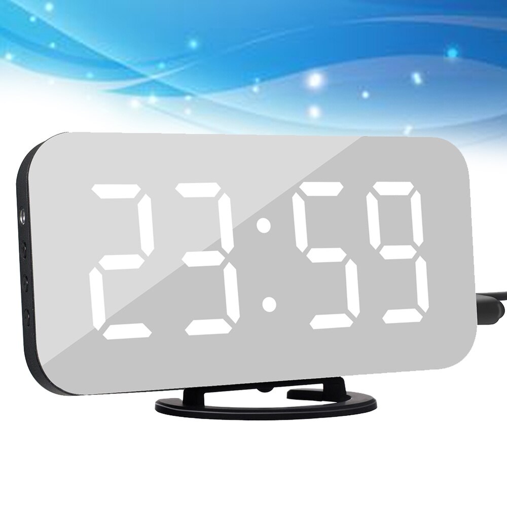 Digital Alarm Clock with Dual USB Charging Ports Large Easy-Read Mirror Surface LED Display Snooze Dimmer Function (Green)