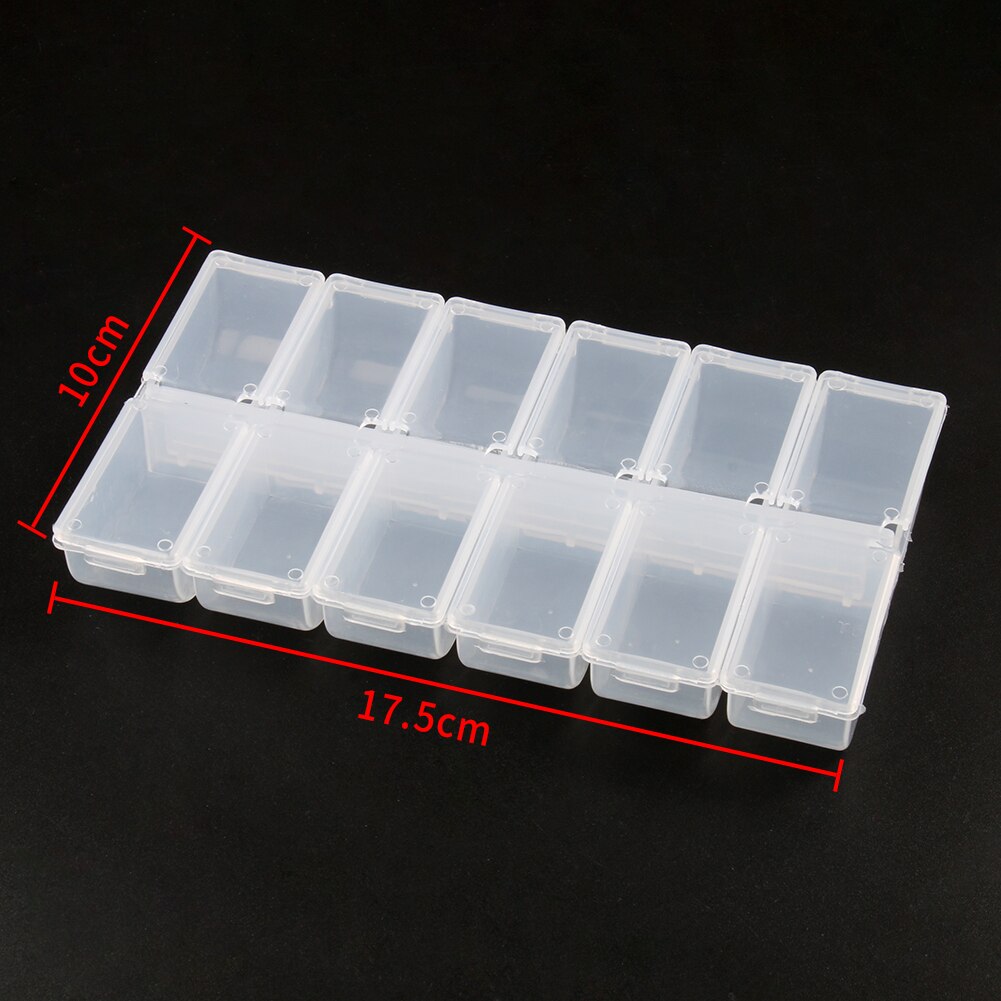 Caja de plástico para guardar joyas, abalorios, pendientes, contenedor de joyería, rombo transparente, cuadrado, redondo, accesorios,: 10X17.5cm