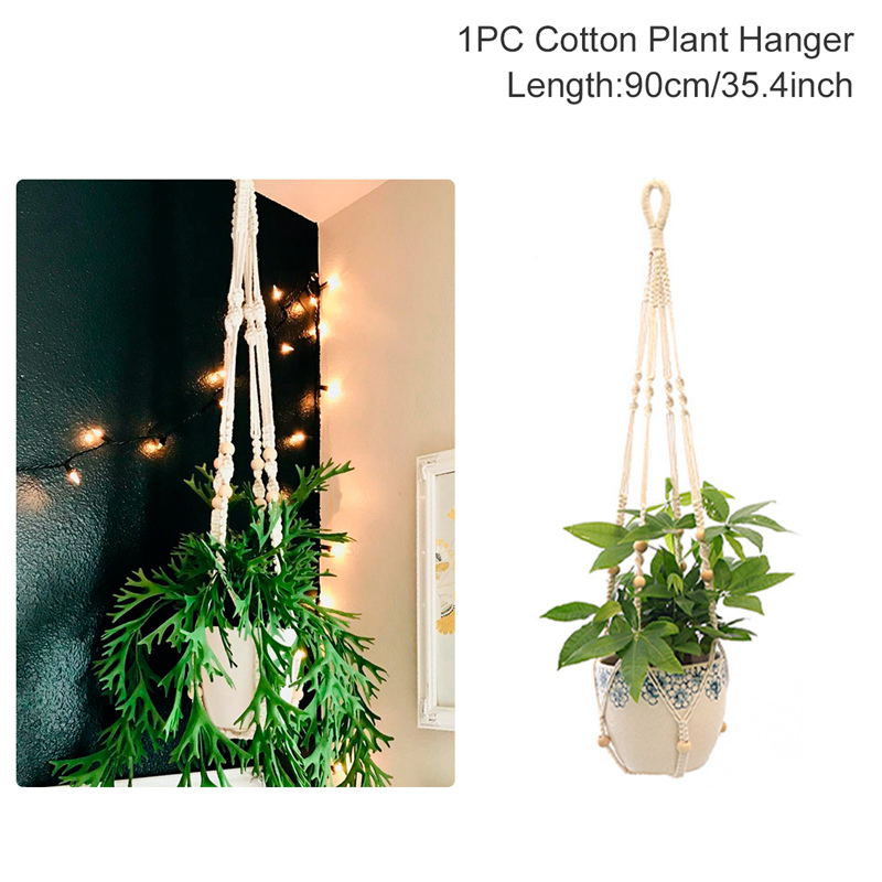 Hangende Plant Handgemaakte Macrame Plant Hanger Bloempot Plantenbak Hanger Muur Decor Binnenplaats Tuin Hangende Plantenbak Hangende Mand: Donkergrijs
