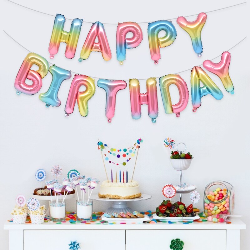 Ballons joyeux Anniversaire or Rose 13 pièces, ballon avec lettres en aluminium, décoration de fête d'anniversaire pour enfants et adultes, ballons à Air pour Anniversaire de mariage