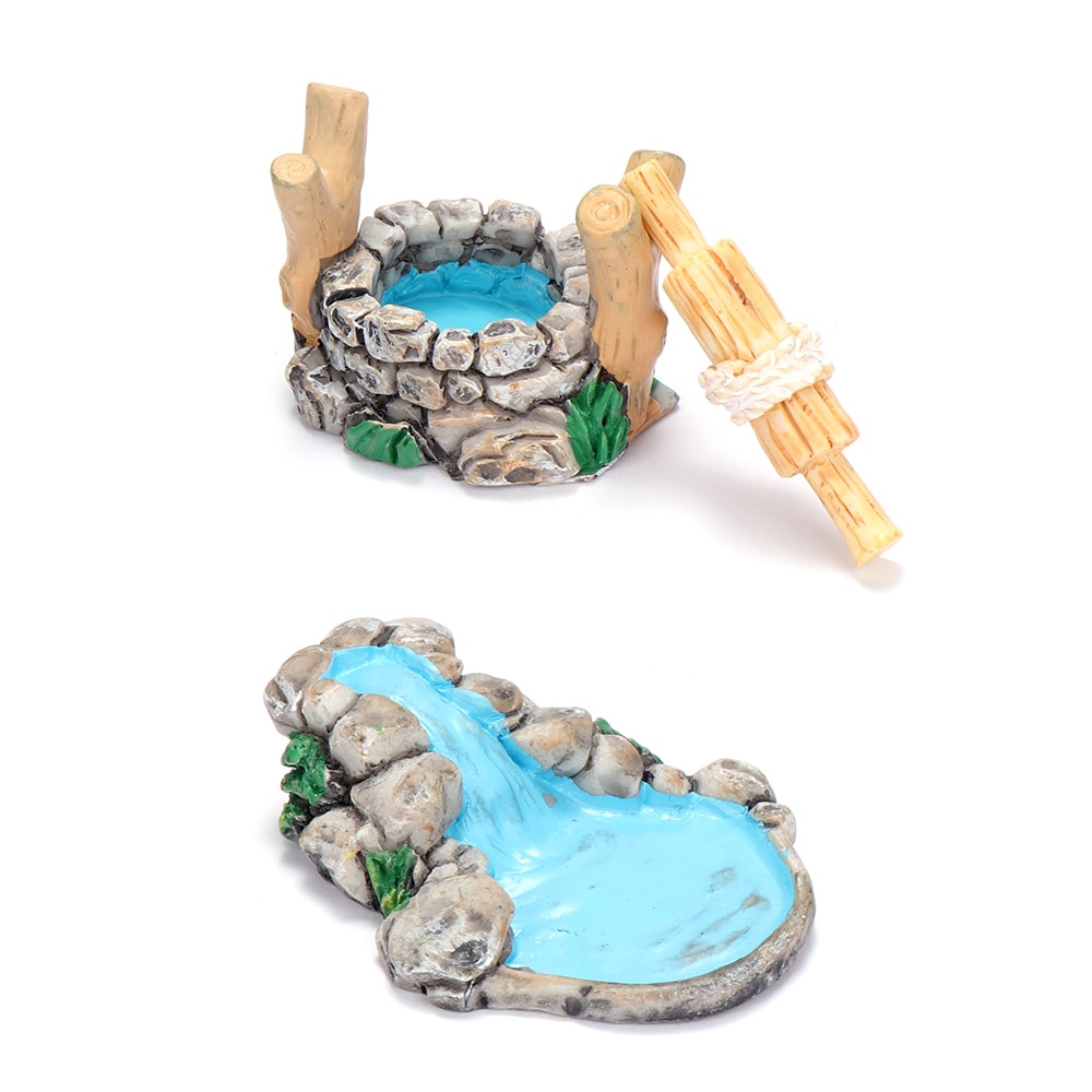 Diy miniatyr mini vattenpool fe trädgård gräsmatta prydnad för berg dockskåp heminredning hantverk