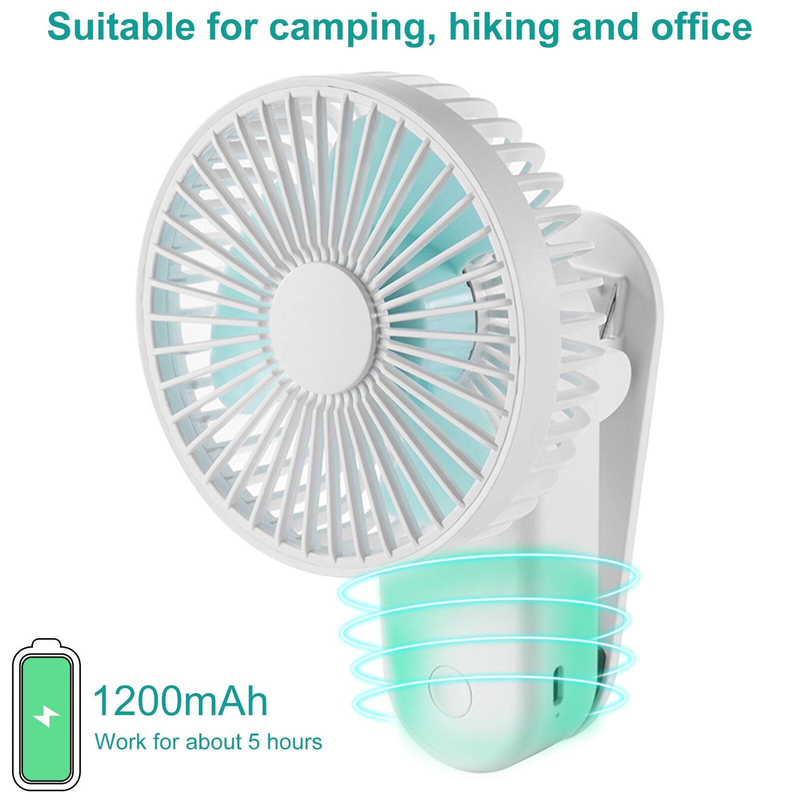 Usb Mini Wind Power Handheld Fan Clip Op Mini Bureau Ventilator 1200Mah Usb Draagbare Ventilator Met 3 Snelheden Leuke kleine Cooling Fans