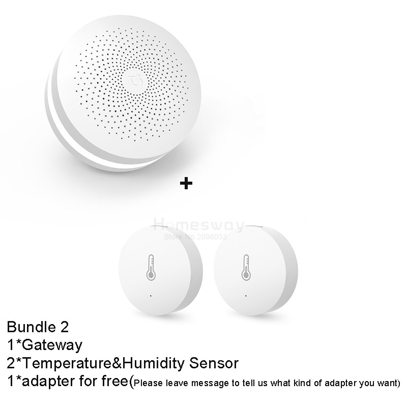 Original Xiaomi Smart Home Gateway Multi-functional Upgraded Smart Temperature and Humidity Sensor WiFi Remote Control by Mi APP: Bundle 2