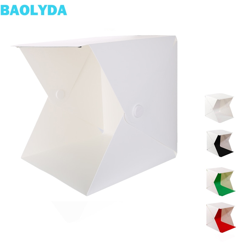 Baolyda PhotoBox Photo Light Box 20cm 40cm LED Light Photo Studio Shooting Tent Table Top Photography Lighting Kit 4 Backgrounds