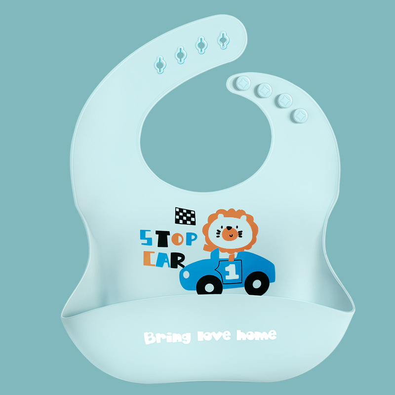 Niedliches Baby- #39 -lätzchen mit speicheltuch, wasserdichtem silikon, verstellbarem umfang, Karikatur-motiv und tasche: 7