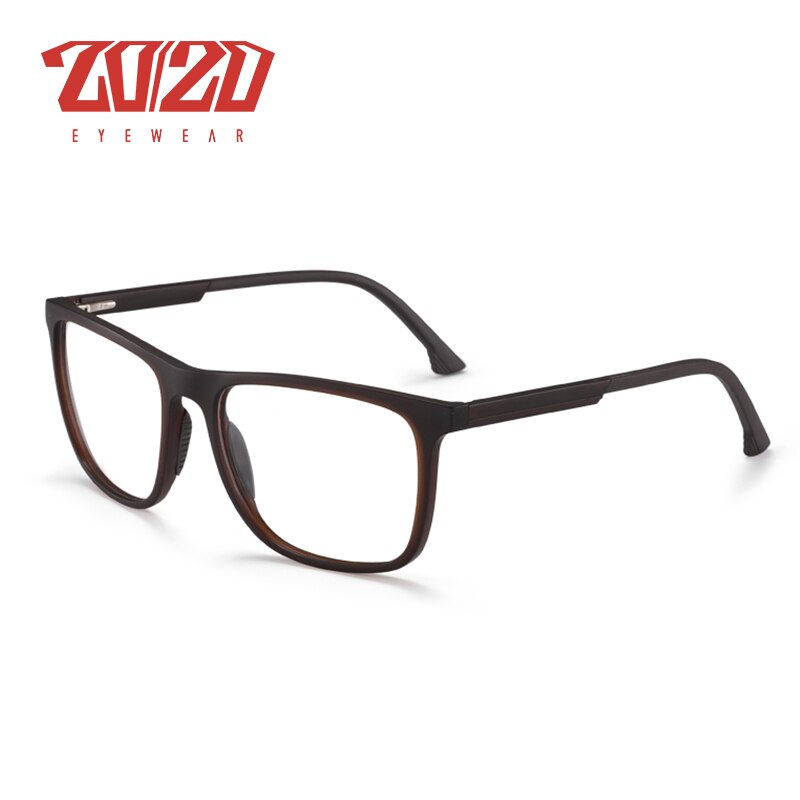 20/20 Tr90 Brilmontuur Mannen Vierkante Brillen Mannelijke Klassieke Volledige Optische Brillenglazen Frames Gafas Oculos FCB04-04: C03 Brown