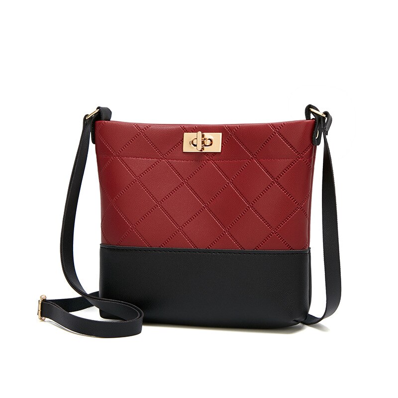 Bandolera de cuero suave rómbico para mujer, tipo bandolera bolso de hombro, con bloqueo de teléfono,