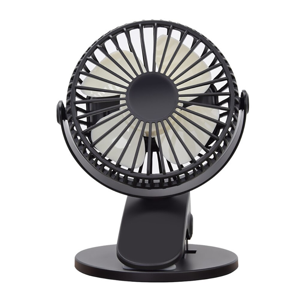 Draagbare Ventilator Usb Oplaadbare Clip Desktop Tafel Ventilator Mini Klem Ventilator 360 Graden Roterende Ventilator Luchtkoeler Fan: black