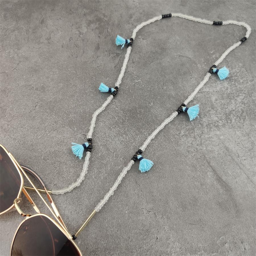 Boho perles de verre chaînes de lunettes avec coton gland lunettes de soleil lunettes de lecture chaîne lunettes porte-cordon sangle de cou corde: 7