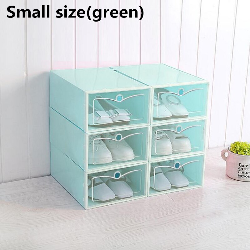 6 Pcs Grote Schoenendoos Verdikte Lade Case Plastic Schoen Dozen Stapelbaar Doos Schoen Organisator Schoenen Opbergdoos Schoenenrek: Small green