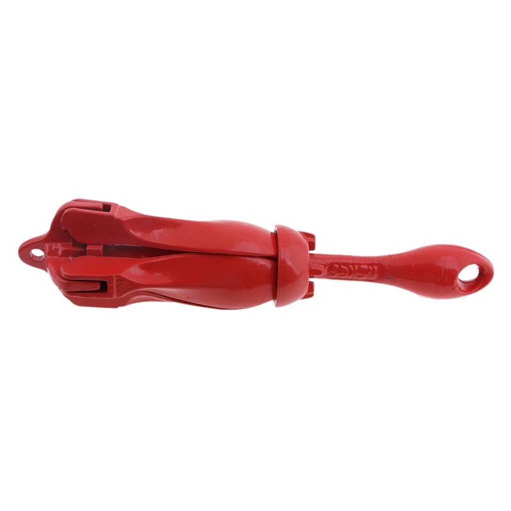Red Folding Grapnel Boat Anchor System, Heavy Duty Stainless Steel, 3.3 lb / 1.5 kg
