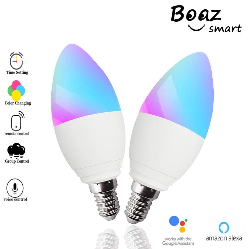 Boaz E14 lamp Slimme Kaars licht 5 W RGBW E14 LED Kaars lamp Voice Control door Alexa Google home Siri APP Afstandsbediening Geen Hub