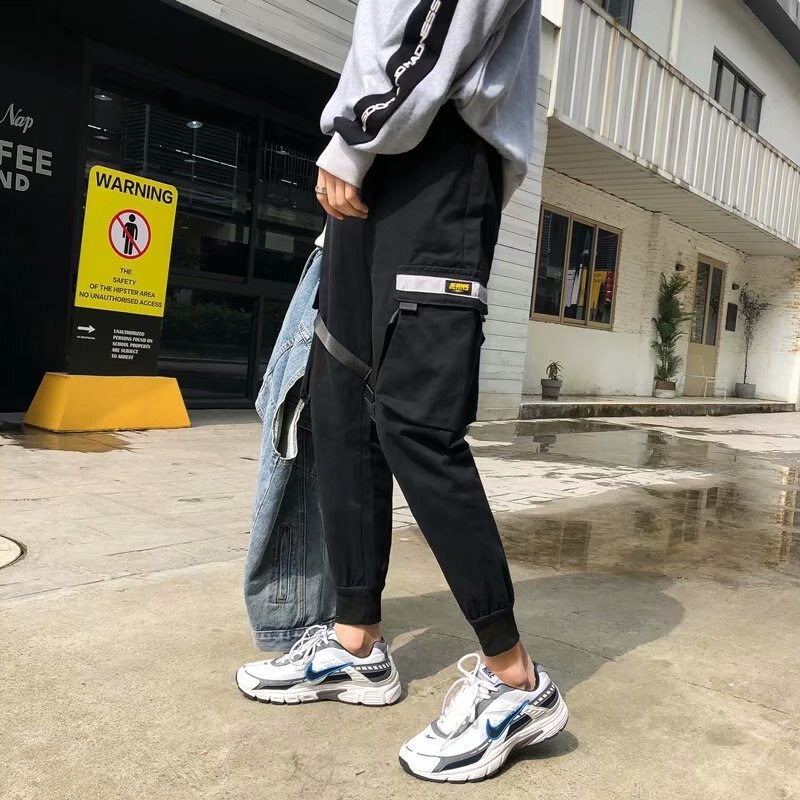 Pantalones de hombre primavera y otoño Ins Super Fire Pants Multi-Bolsillo Casual suelta marea overoles hombres Hip Hop