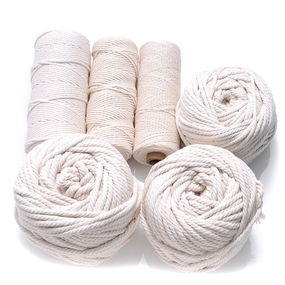 1 2 3 4 5 6mm Natural Cotton Twisted Rope Macrame Cotton Cord Twine String DIY Craft Making Tassel Knitting Thread( not 1 roll)