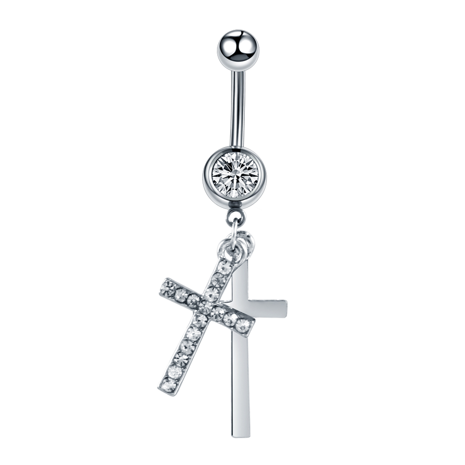 1 PC Silver Crystal Surgical Steel Navel Piercing Heart Zircon Belly Button Rings Women Belly Button Piercing Ombligo Pircing: Style 17