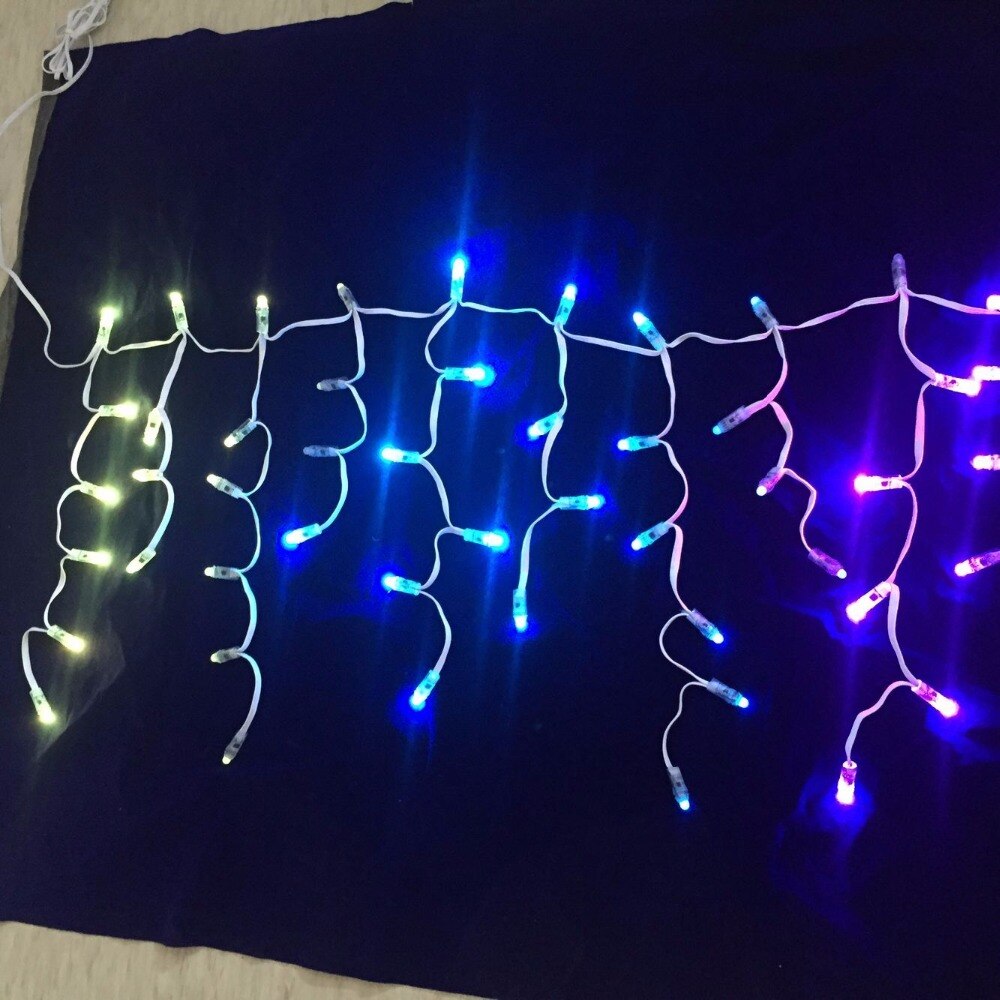 Guirlande de glaçons adressables IP68, 120 nœuds/ensemble, LED pleine couleur, DC12V WS2811 contrôlé, tout fil blanc, 646464...6464
