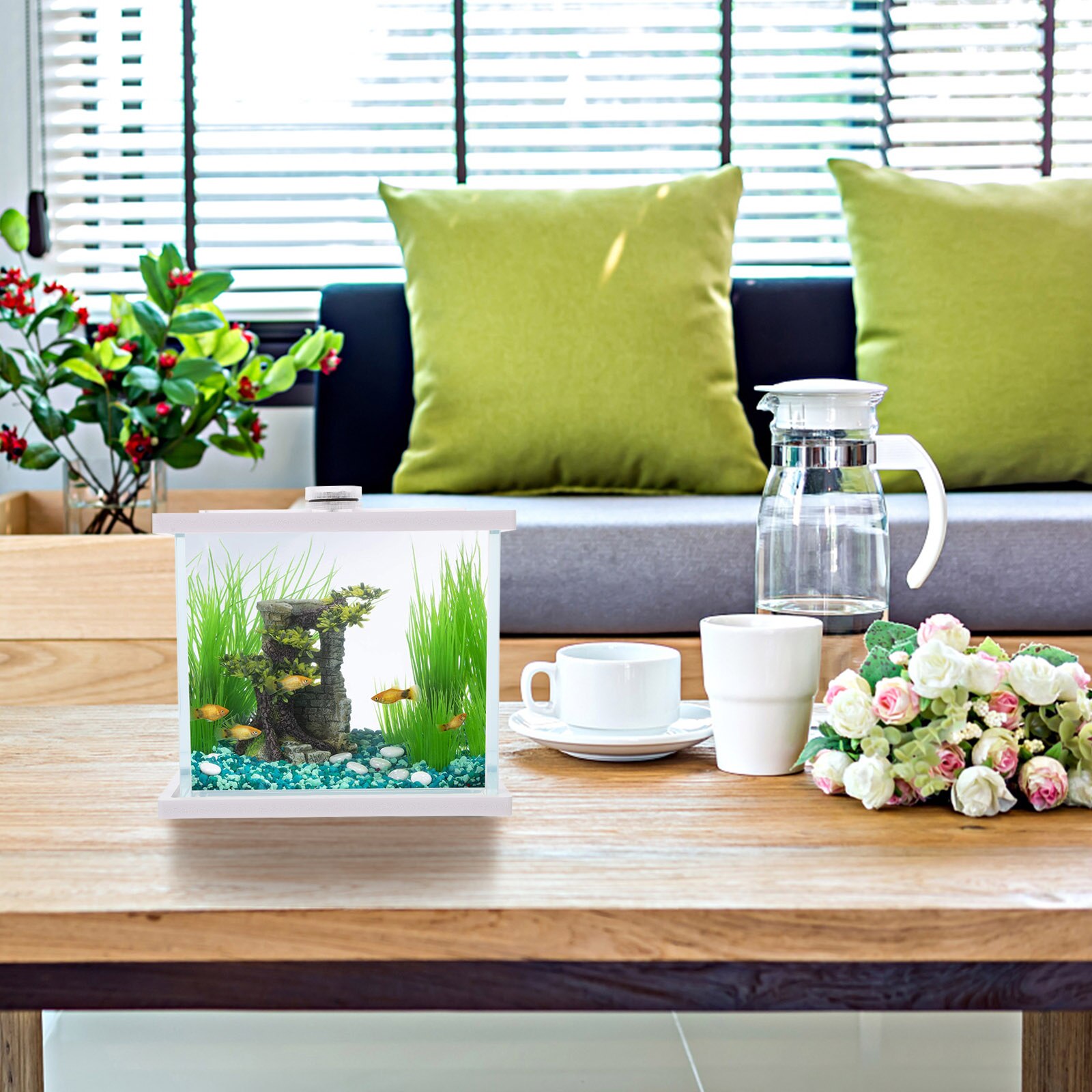 Multi-functional Fish Tank Glass Landscaping Aquarium Goldfish Container