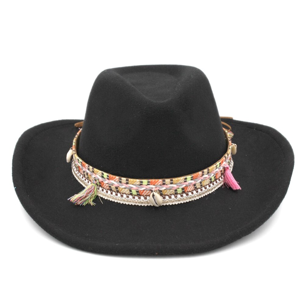 Mistdawn Unisex Wol Blend Western Cowboy Fedora Hoed Brede Rand Sombrero Godfather Cap Kerk Caps Cowgirl Jazz Hoed