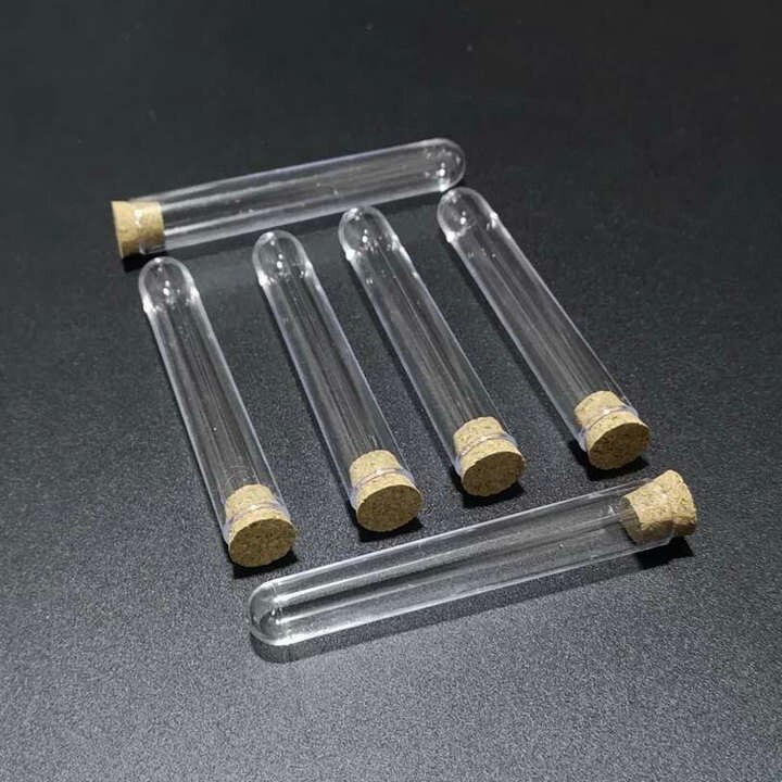 Tuuters 100 x platte bodem glas met kurk, reageerbuizen met platte Tuuters 100 x platte bodem glas met kurk, reageerbuizen met platte