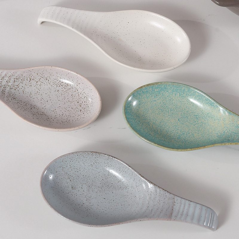 Soporte de cuchara de porcelana, soporte de utensilios de cerámica para estufa, organizador de herramientas de cocina para mostrador de cocina, pinzas para cucharón y espátula