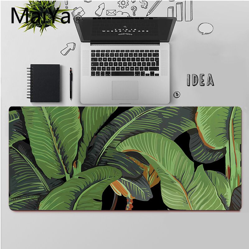 Maiya Top Banana Tree Green Leaves Palm Beautiful Anime Mouse Mat Large Mouse Pad Keyboards Mat: A5 / Lock Edge 40X90cm