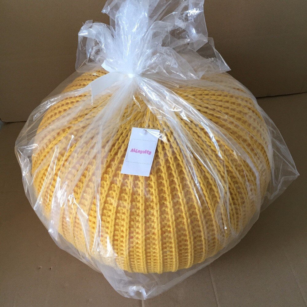 Coussin rond en laine tricoté à la main, POUF de sol, POUF