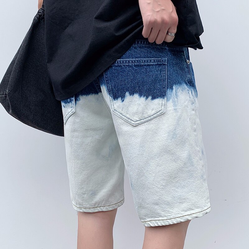 Men Jeans Shorts Blue White Panelled Mens Color Denim Short Streetwear Male Summer Trousers