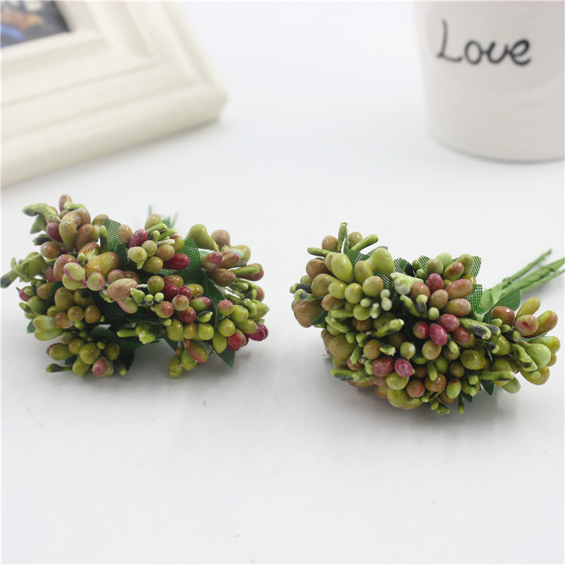 20 unids/lote Meautiful Mora estambre flor Artificial de varilla de alambre/boda Caster decoración de boda DIY flores: green