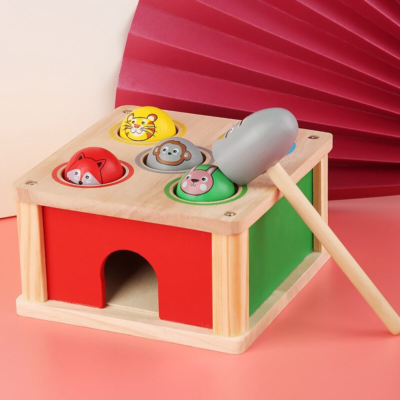 Kleurrijke Houten Hamer Speelgoed Educatief Stampende Bench Beat Speelgoed Playset Smack Dier Klop Playset Speelgoed Houten Hamer Speelgoed