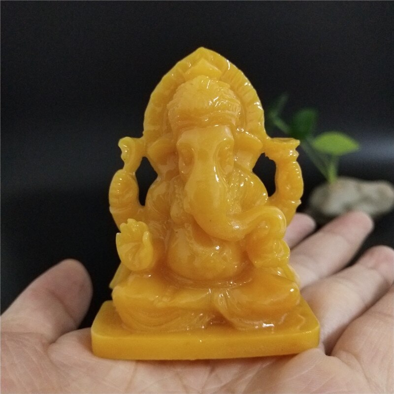 Ganesha buddha statue elefant gud skulptur feng shui ganesh figurer håndlavet håndværk til tilbehør til havehave dekoration: Orange