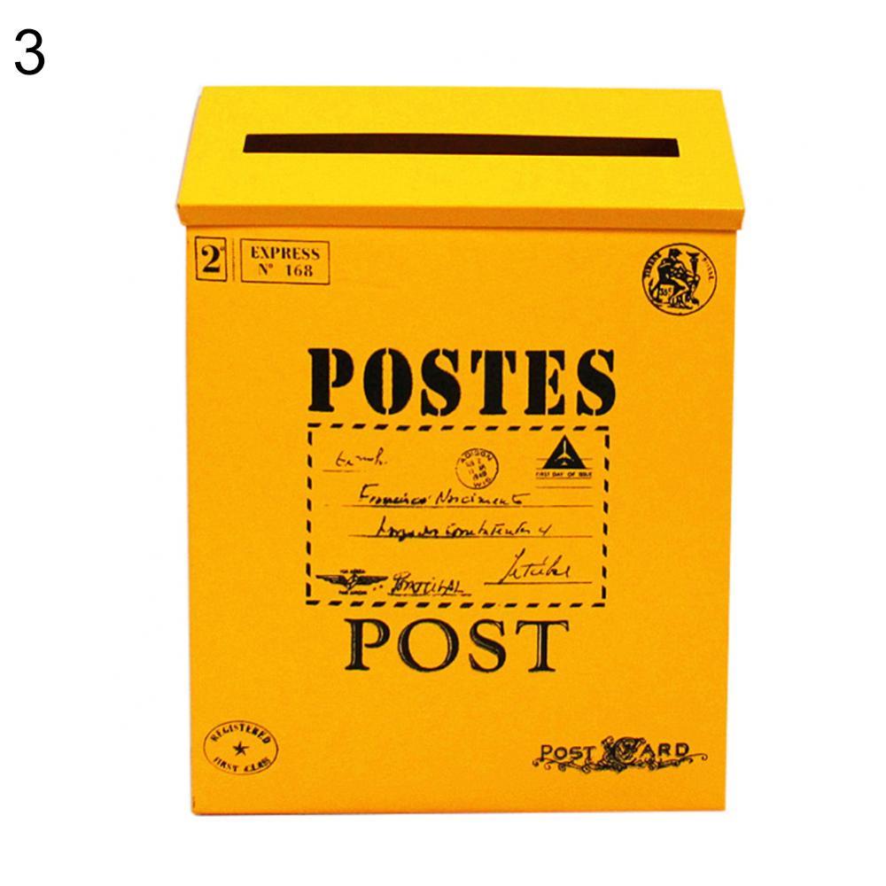 9 colors Post Box Vintage Metal Mail Box Case Wall Hanging Iron Mailbox Mail Postal Letters Newspaper Box Home Decor Oranment: 3