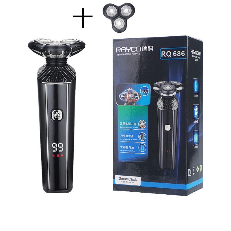 Elektrisch Scheerapparaat Mannen Scheerapparaat Baard Trimmer Scheerapparaat Voor Mannen Triple Blade Draagbare Baard Trimmer Snijmachine Voor Bakkebaarden F35: BOX WITH BLADE