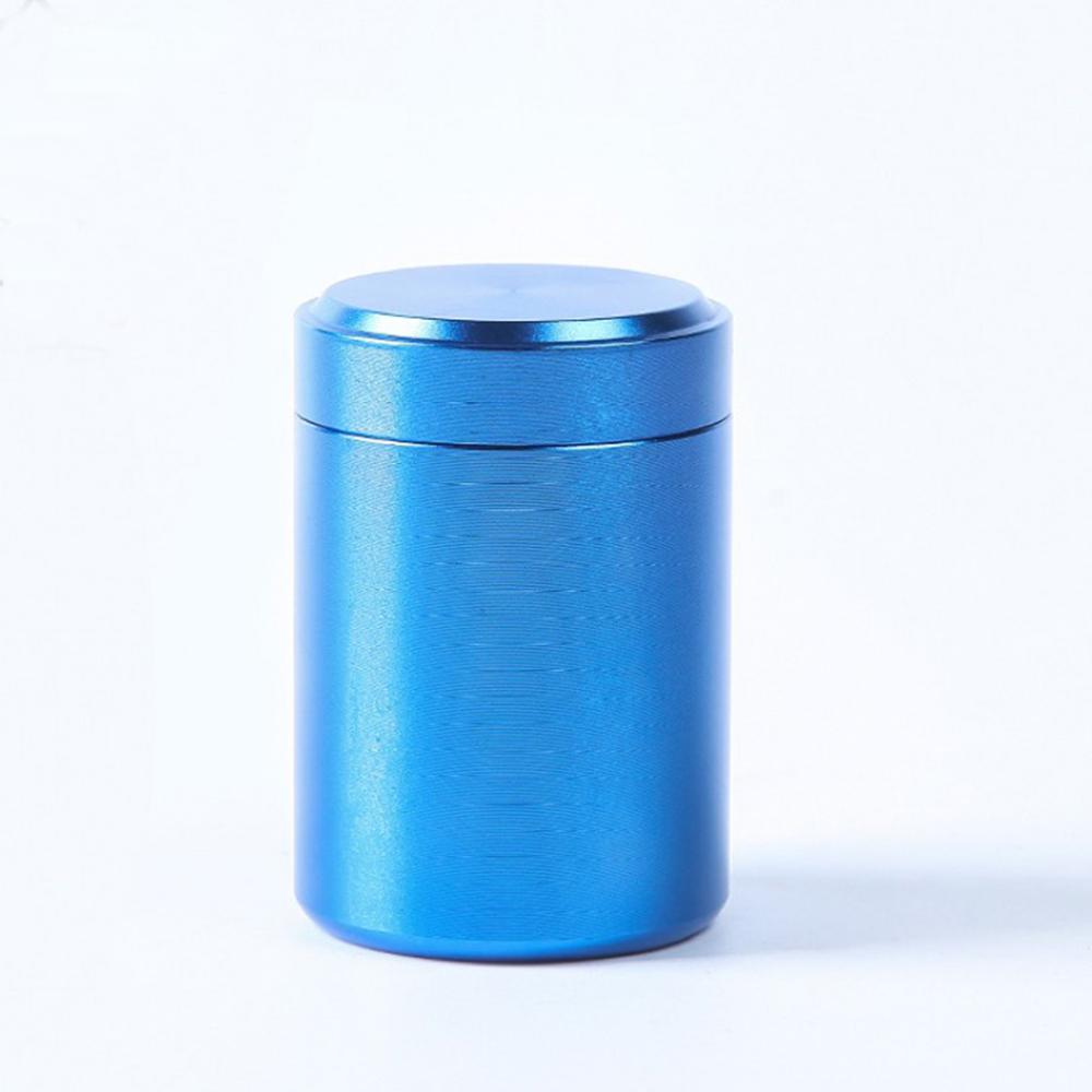 70ML/120MLAirtight Tea Canister Travel Loose Tea Caddy Metal Storage Bottle Kitchen Spice Coffee Powder Container Can: 70ml Blue